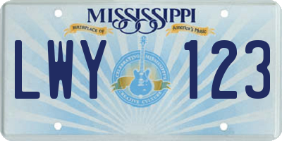 MS license plate LWY123