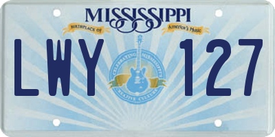 MS license plate LWY127