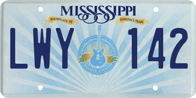 MS license plate LWY142