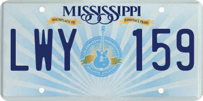 MS license plate LWY159