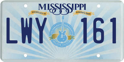 MS license plate LWY161