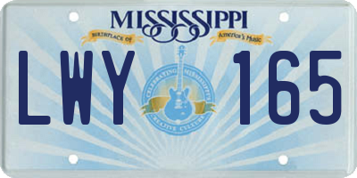 MS license plate LWY165
