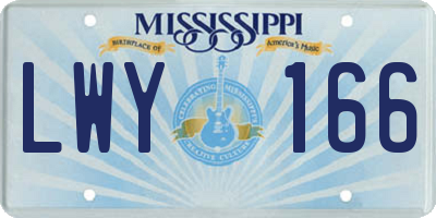 MS license plate LWY166