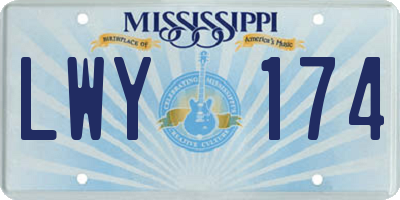 MS license plate LWY174