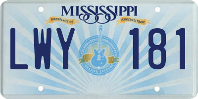 MS license plate LWY181