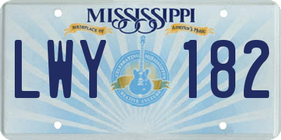 MS license plate LWY182