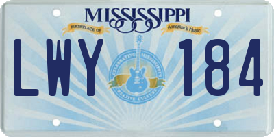 MS license plate LWY184