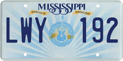 MS license plate LWY192