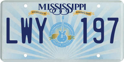 MS license plate LWY197