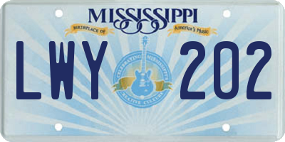 MS license plate LWY202