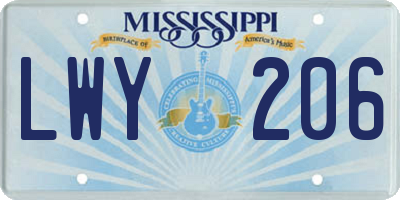 MS license plate LWY206
