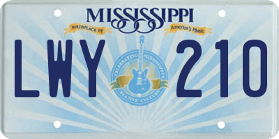 MS license plate LWY210
