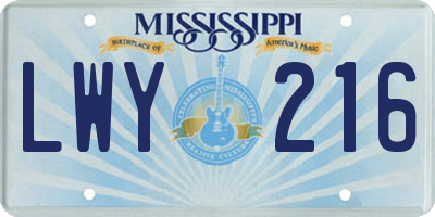 MS license plate LWY216