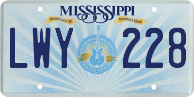 MS license plate LWY228