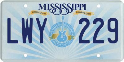 MS license plate LWY229