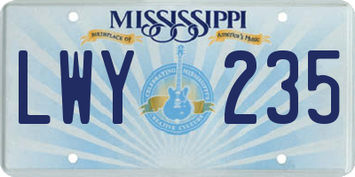 MS license plate LWY235