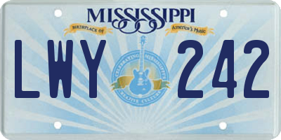 MS license plate LWY242