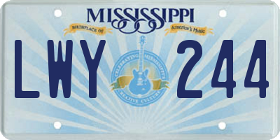 MS license plate LWY244
