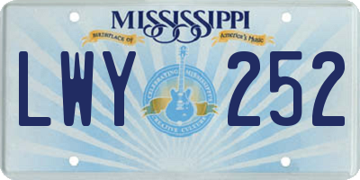 MS license plate LWY252