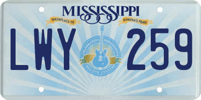 MS license plate LWY259