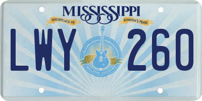 MS license plate LWY260