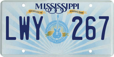 MS license plate LWY267