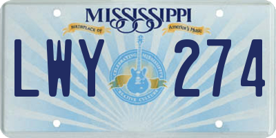 MS license plate LWY274