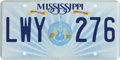 MS license plate LWY276