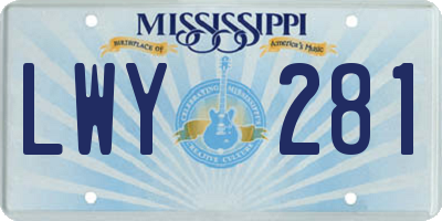 MS license plate LWY281