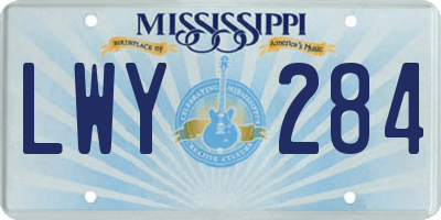MS license plate LWY284