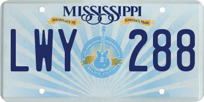 MS license plate LWY288