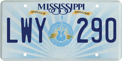 MS license plate LWY290