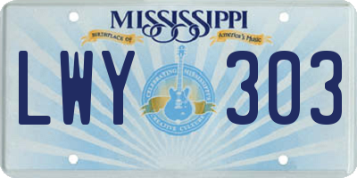 MS license plate LWY303