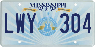 MS license plate LWY304