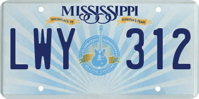 MS license plate LWY312