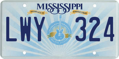 MS license plate LWY324