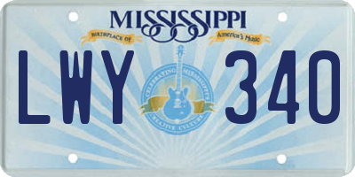 MS license plate LWY340