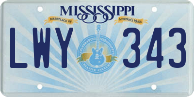 MS license plate LWY343