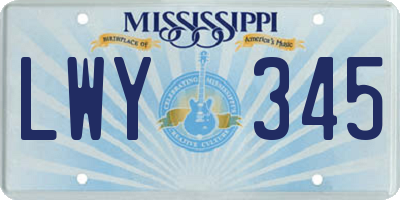 MS license plate LWY345