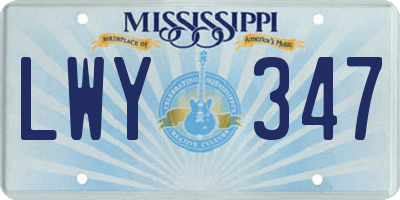 MS license plate LWY347