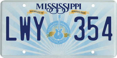 MS license plate LWY354