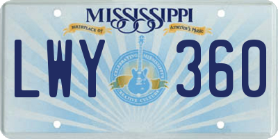 MS license plate LWY360