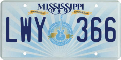 MS license plate LWY366