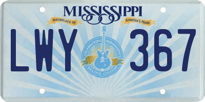 MS license plate LWY367
