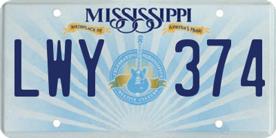 MS license plate LWY374