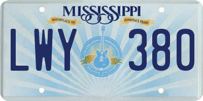 MS license plate LWY380
