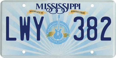 MS license plate LWY382