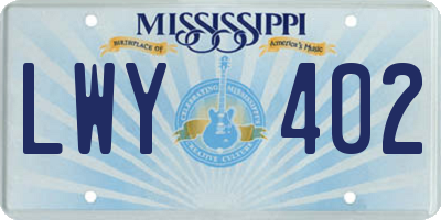 MS license plate LWY402