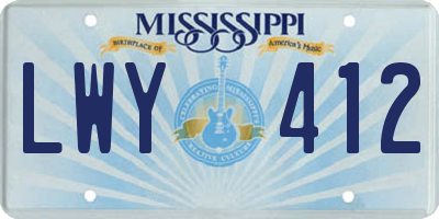 MS license plate LWY412