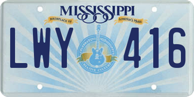 MS license plate LWY416